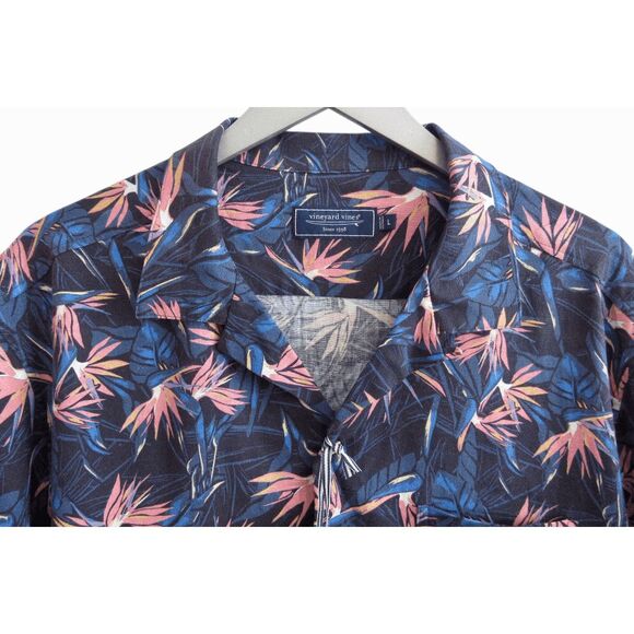NWT Vineyard Vines Birds Of Paradise Island Cabana Shirt Linen Blend Sz L - Picture 2 of 6